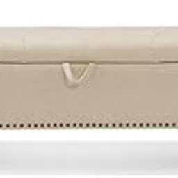 IBRAR KHAN FURNITURE 3-Seater Upholstered Ottoman Bench with Storage | Elegant Multi-Purpose Bench for Living Room, Bedroom, Entryway, Hall & Office (Cream)-image-2