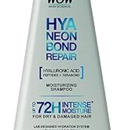 WOW Skin Science HyaNeon Bond Repair Hyaluronic Shampoo for Dry & Damaged Hair | Moisturizing, Sulphate-Free Formula + Peptides & TeraBond™ Technology | 72H Intense Hydration, Shine & Strength | 250ml-image-0