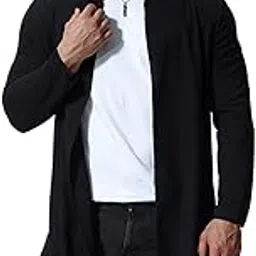Wear Wild Men's Long Cape Plain Hooded Cloak Outerwear Slim Fit Casual Cardigan-picture-11