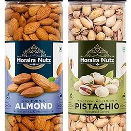 Horaira Nutz Almond, Pista– Fresh and Crunchy, High in Protein and Nutrients (Almond 150gram,Pistachios 150gram-Combo Pack 300gram)-picture-15