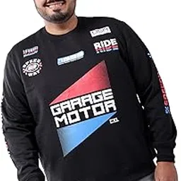 hardsoda by The Indian Garage Co Men Plus Size Regular Fit Racing Crew Neck Sweatshirt-picture-30