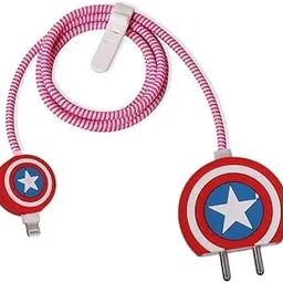 SKYCELL Charger Case Cover with Full Cable Protector 3D Cute Pattern Compatible for iPhone Charger Only 18W & 20W iPhone 16,iPhone 13,iPhone 15,iPhone 14 (Red & While Captain America)-picture-52