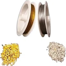 Gear Wire with Gear lock for Jewellery Making Beading and other craft & Art DIY projects(Pack of Gold and Silver Gear wire with Gold and Silver Gear Lock)-picture-35