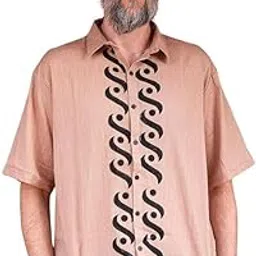 crystalheal; designing the destiny CRYSTALHEAL Men's Short Sleeve Button-Down Manohara Shirt with Abstract Black Print - Casual Bohemian Ethnic Style Top - Relaxed Fit Summer Shirt-picture-50