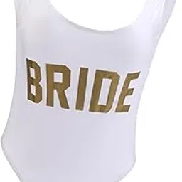 artisoul ARTISOUL™ Bride Gold Letters Print Women Bikini Bodysuit Swimsuit Beachwear Monokini M | Womens Clothing-picture-30