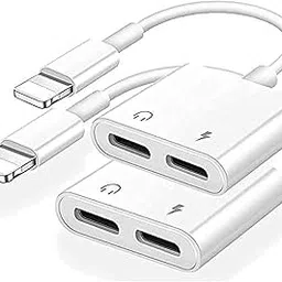 KPDP 2Pack iPhonee Headphones Adapter & Splitter, Dual Lightning Charger Cable Aux Audio Adapter Compatible with iPhone 12/11/XS/XR/X/8/7 iPad Converter Charging+Call+Music Control-picture-21