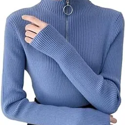 CRAMPLE® Knitted Women Zipper High Neck Sweater Pullovers Turtleneck Autumn Winter Basic Women Sweaters Slim Top-picture-31