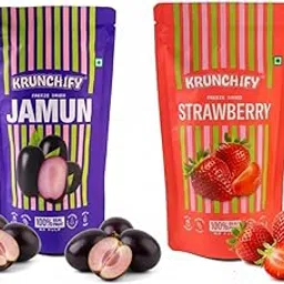 Krunchify Freeze Dried Fruit Jamun & Strawberry Combo Pack | No Added Sugar, No Preservatives | 100% Vegan & Healthy | Serving - 16g Each-image-6