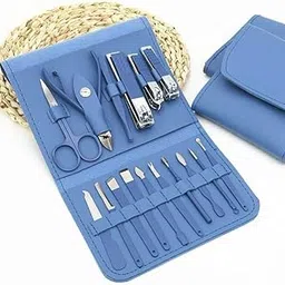 16 IN 1 Manicure Set, Stainless Steel Professional Manicure Set Nail Cutter For Women Nail Scissors Luxury Grooming Kit Manicure Pedicure Kit For Women Nail Acne Remover needle (MultiColor)-picture-10