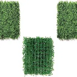 VIMIFORYOU Artificial Plants Wall Boxwood Hedge Grass Tiles for Roof Decor Ceiling Decor Balcony Decor Wall Decor Greenery Panels Ivy Fence 40cm x 60cm (Pack of 3 Tiles)-picture-22