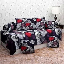 BZ_TYLORSTYLE Polycotton Floral Diwan Set (Black)-picture-11