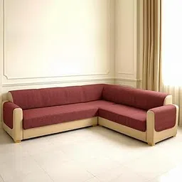 VHH Sofa Cover L-Shape 7 Seater (4+3) Universal Sofa Protector Premium Non-Slip Fit Washable Couch Mat for L-Shaped Sofa Set in Home and Office Decor (Red)-picture-24