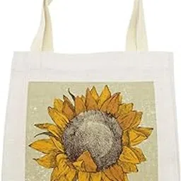 apsra retail Sunflower Tote Bag, Vintage Hand Drawn Sunflower Sketchy Grunge Flourishing Leaves, Cloth Linen Reusable Bag for Shopping Books Beach and More, 16.5" X 14", Cream (BAG-1457)-picture-54