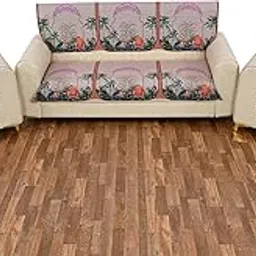 CHHIKARA Decorative Quilted Velvet Sofa Cover Set, Tropical Elephant Palm Design, 3+2+1 Seater-picture-15