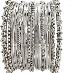 Gold Oxidised Traditional 16 pcs Bangles Set for Womens Girls-image-68