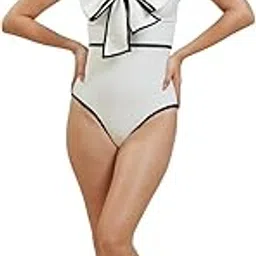 noroke Women's Premium Chicbow Monokini White | Stylish Monokini for Women |1 pc Swimwear-picture-43