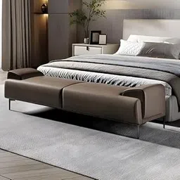 LEGACY OF COMFORT Azad Modern Bedroom Bench with Upholstered Seat and Metal Legs for Extra Style and Comfort 2 Seater Sofa Ottoman Bench for Living Room Bedroom Footrest (Brown)-image-24