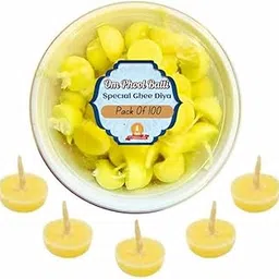 Om Phool Batti 100 Pcs. Cow Ghee Diya Batti for Puja, Readymade Cotton Wicks 30 min Burning Time, 100% Wax Free Pooja Ghee Batti for Home Decoration, Festivals & Religious Rituals-image-80