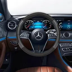 CARIZO Car Steering Wheel Cover | Microfiber Leather | Breathable, Anti Slip | Odourless | Patch Series | Black & Grey for Hyundai i20 Magna/Asta/Sportz (2020-21) image 1