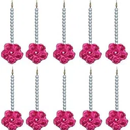 Laxmi Ethnic Pink Flower Maang Tikka Jewellery Set for Wedding/Baby Shower/Haldi/Mehandi/Party for Girls and Women Combo of 10-picture-43