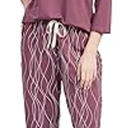 pastel clip Night Suit for Women Cotton Curvy Stripes Printed Full Sleeve T-Shirt & Pajama Set 3010-picture-23