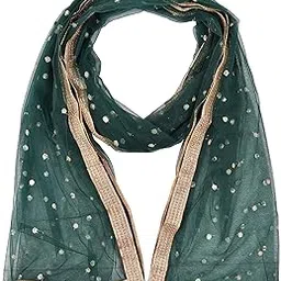 youthquake Women's Net Dupatta With Beautiful Butti Work and 4 Side Golden Lace-picture-10