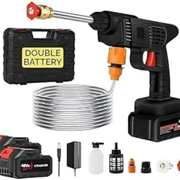 Revin Enterprise Double Bettery Portable Wireless Pressure Washer Gun 48V 12000mah High Pressure Water Gun for Car Wash Bike Washing Cleaning, Adjustable Nozzle and 5M Hose Pipe (Double BETTERY).-image-76