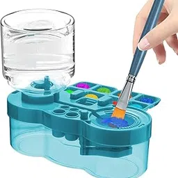 Ji and Ja Plastic ?Synthetic Paint Brush Cleaner with Flushing Button & Auto Refill Refill Water Tank Rinser Water Recycling Brush Rinser for Oil Paint Brushes Acrylic Paint Brushes Makeup Brush(Big) image 1