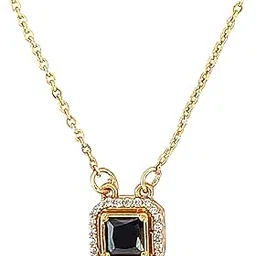 18K Gold-Plated Square Black Onyx Pendant Necklace mangalutra with American Diamond Accents – Elegant Women’s Jewelry Gift-picture-32