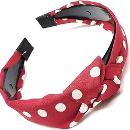 triplc MOOLYAVAAN Products Stylish Cross knot Hairbands With Cloth Wrapped Headwear Styling Hair Accessories Washing Face Spa Mask Shower for Girls/Kids and Women (Pack of 2) (Velvet Red with White Dots)-picture-34