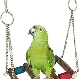 KSK Parrot Natural Bird Cage Hammock Swing 9x7.5 Inches, Colorful Wooden Swing for Parrot Parakeet Budgie Cockatiel Cage with Metal Chain and Clasp (1 Pack)-image-84