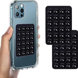 Suction Phone Case Mount, 2Pcs Silicone Phone Suction Grip Compatible with iPhone and Android Cases, Anti-Slip Hands-Free Mobile Accessory Holder, Sticky Phone Grip for Tiktok Videos and Selfies image 1