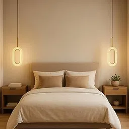 The Decor Wick Modern Oval Crystal 3 Colour LED Pendant Light – 120 CM Total Ajustable Height, Gold Finish, Decorative Hanging Light for Living Room, Bedroom, Dining Area- (Acrylic) image 1