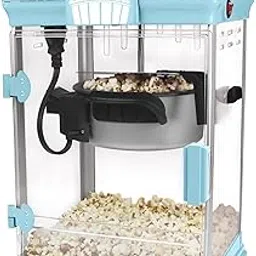 West Bend Stir Crazy Movie Theater Popcorn Popper, Gourmet Popcorn Maker with Nonstick Popcorn Kettle, Measuring Tool and Scoop, 4 Qt, Blue-picture-13