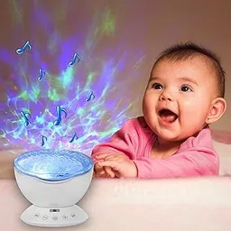 Gvnd LED Projecting Light Lamp Color Changing Ocean Wave Projector with Remote Control Kids Night Light Within Audio Player USB Cable Kids Adults Birthday Gift (Multicolour)-picture-27