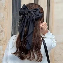 Black Bow - Hair Bows for Women, Bow Clips for Women - Hair Clips for Women, Hair Accessories, Hair Clip - Luxury Satin Hair Bow Clips for Women and Girls, Cute Hair Accessories for Girls-picture-45