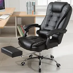 Decor Urbane Premium Faux Leather Office Chair, High Back Ergonomic Home Office Executive Chair with Spacious Cushion Seat, Footrest & Heavy-Duty Steel Base (Black) with Lumber Massager Function-picture-63