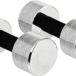 Protoner Fixed Steel Dumbbells, Chrome Finish with Cushioned Handles (Steel, 6 kg (3 kg x 2 pcs)) image 1