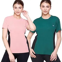 Women's Dry-Fit Gym T-Shirt Combo (Pack of 2) | Breathable & Moisture-Wicking Workout Tops | Half Sleeve Round Neck Activewear for Women | Ideal for Gym, Yoga, and Running Workouts-image-36