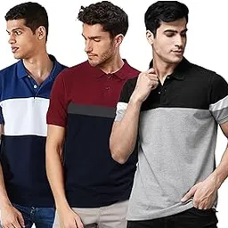 leotude Men's Regular Fit Half Sleeve Matty Polo Neck Combo T-Shirt (Pack of 3)-picture-31