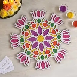 Set of 2 Rangoli Stencils Rangoli Making Tools Kit, Rangoli Template for Diwali Decor, Reusable Portable Floating Rangoli - Diwali Decoration Item for Home Office Waterproof Rangoli (2)-picture-30