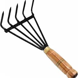 OUTO Rake 12" with Heavy Duty Stainless Steel Non-Slip Wooden Handle Grip Garden Tool Sharp Metal Blade Cultivator Transplanter for Home Gardening Digging Weeding & Levelling (Pack of 1, Black)-image-74