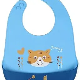 Waterproof Silicone Bib for Feeding Infants Babies and Toddlers 6M to 5 Yr | Rice Pocket Adjustable Comfortable Silicon Soft Baby Bib Keeps Stains Off (1 Pc)-picture-32