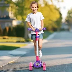 StarAndDaisy X Peppa Pig Kick Scooter for Kids 3+ Years, Foldable Skate Scooter for Children Boys & Girls with 4 Level Height Adjustment, LED Wheels & Brakes - Purple-picture-29
