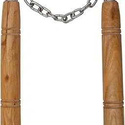 Pinaak Online Wooden Nunchaku, Handle 10? with 8? Steel Metal Chain-image-7