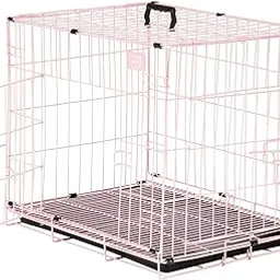 Amazon Basics Foldable Metal Wire Dog Cage/Crate/Carrier with Tray, Single Door, 24 Inch, Pink-picture-27