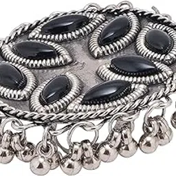 shreyadzines Artistic Ethnic Designer Silver Oxidised Traditional Adjustable Finger Ring Rings for Women and Girls image 1
