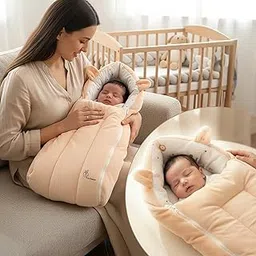 R for Rabbit Snuggy Cucoon Baby Sleeping Bag Bedding Set Ultra-Soft Fleece Outer Layer with 100% Cotton Inner Fabric Dual Zipper Multipurpose Travel Friendly for 0-6 Months New Born Baby(Teddy Beige)-picture-21