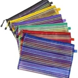 ADA Zipper Mesh Pouch 6 Colors Pencil Document Bag Multipurpose Zipper File Storage Bag Travel Cosmetics Bags for Office Supplies (A5 Size - 9.8" x 7") (Pack of 5)-picture-53