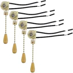 4 Pcs Pull Cord, Vintage Style Light Switch for Pendant Lamp and Bedside Wall Lamp, Golden Finish and Wooden Bead Accents, Apply to Home Wall Lamps Table Lamps-picture-14